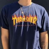 Thrasher Flame Logo T-Shirt Navy Blue