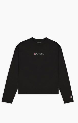 Champion Small Script Logo Long Sleeve Cropped Tee