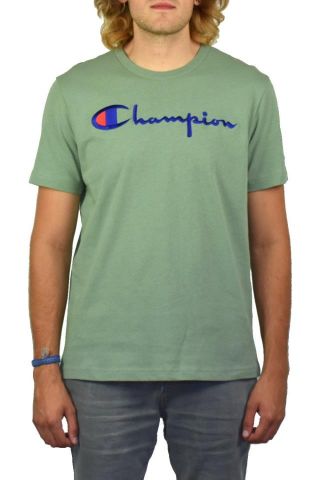 Champion Script Logo Crew Neck T-Shirt DUSTY GREEN