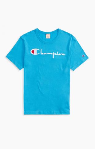 Champion Script Logo Crew Neck T-Shirt-MALIBU BLUE