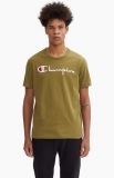 Champion Script Logo Crew Neck T-Shirt-OLIVE