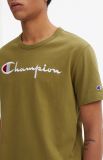 Champion Script Logo Crew Neck T-Shirt-OLIVE