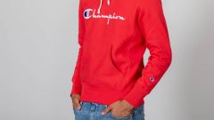 Champion Script Logo Reverse Weave Hoodie-RED