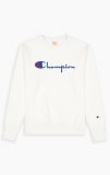 Champion Script Logo Reverse Weave Crewneck-WHITE