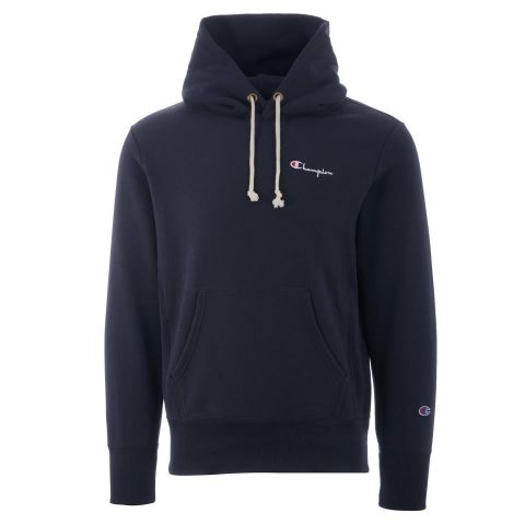 Champion Jacquard Logo Tape Reverse Weave Hood-NVY