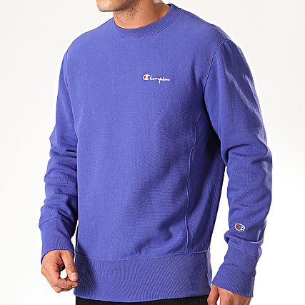 Champion Script Logo Reverse Weave Crewneck-BLUE