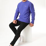 Champion Script Logo Reverse Weave Crewneck-BLUE