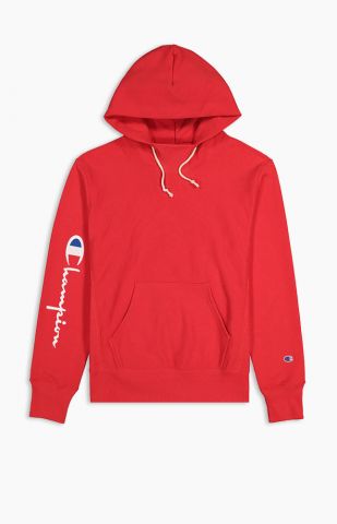 Champion Script Logo Arm Reverse Weave Hoodie-RED