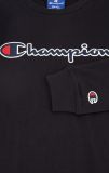 Champion Script Logo Print Long Sleeve Tee BLACK