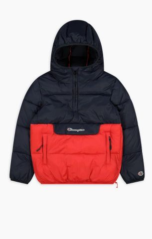 Champion KIDS Half Zip-Up Hooded Jacket NAVY/RED 