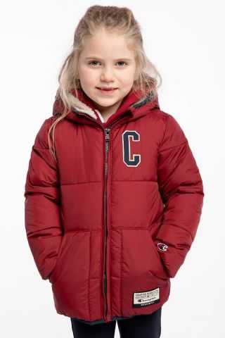 Champion KIDS Varsity C Logo Puffer BURGUNDY 