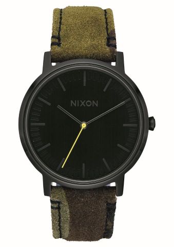 Nixon ® Porter Leather-Black/Camo/Volt