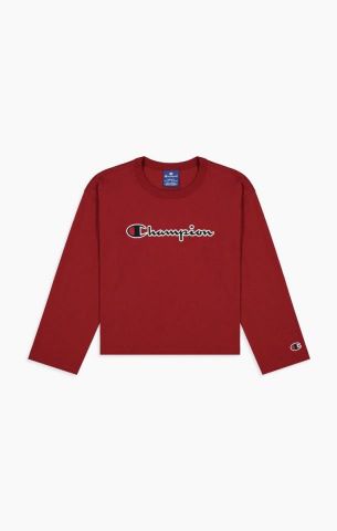 Champion Script Logo Long Sleeve Tee BURGUNDY