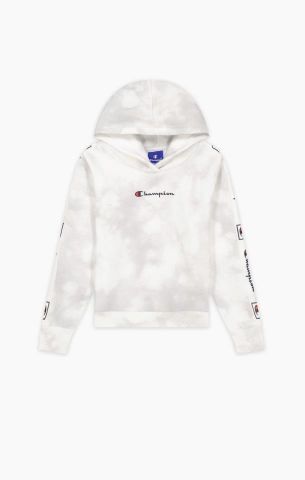 Champion Tie Dye Script Logo Tape Hoodie WHITE