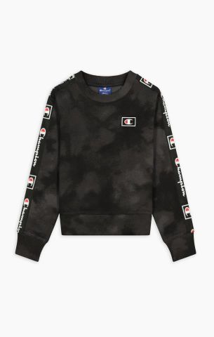 Champion Tie Dye Script Logo Tape Sweatshirt BLACK