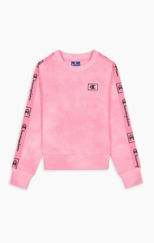 Champion Tie Dye Script Logo Tape Sweatshirt PINK