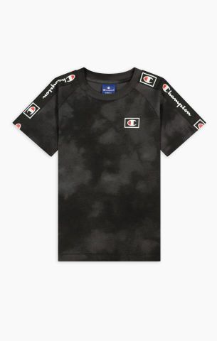 Champion Tie Dye Script Logo Tape Tee BLACK