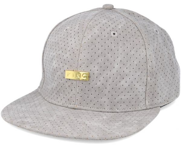 King ® Luxe Pref Crached Leather Snapback GREY 