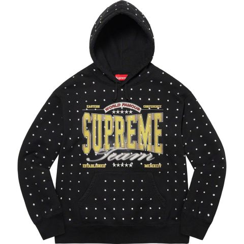 Supreme® Rhinestone Hooded Sweatshirt BLACK