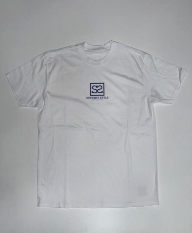 Supreme Style Basic Logo 1.0 Tee WHITE/DARK BLUE