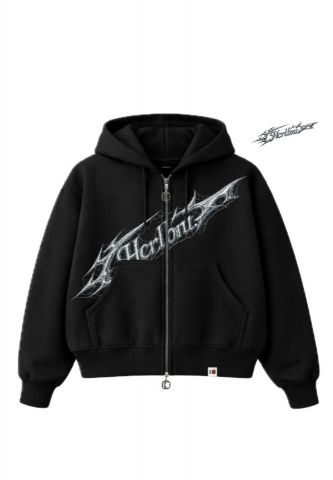 Hacerlo Bonito Y2K Zip Hoodie - BLACK