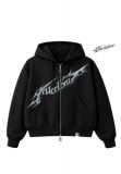 Hacerlo Bonito Y2K Zip Hoodie - BLACK