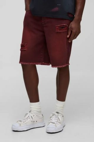 Pantalon corto vaquero corte relajado ROJO