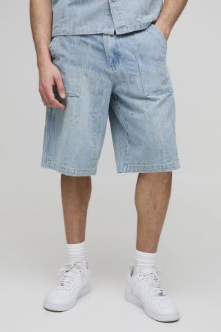 Pantalon corto vaquero desgastado AZUL CLARO