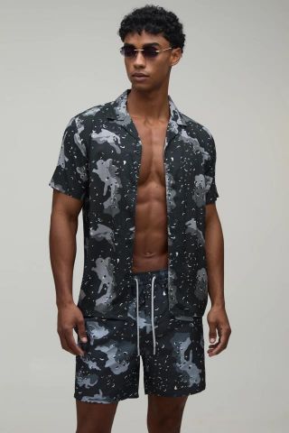 Conjunto camisa y bañador CAMUFLAJE NEGRO