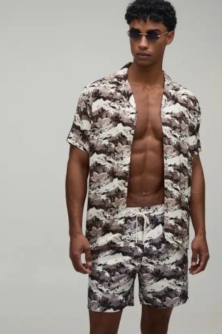 Conjunto camisa y bañador CAMUFLAJE GRIS
