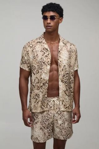 Conjunto camisa y bañador SERPIENTE BEIGE