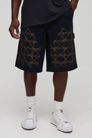 Pantalon vaquero corto Rombos AZUL OSCURO