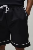 Pantalón corto con ribete bordado - NEGRO