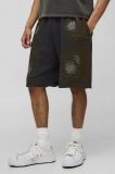 Pantalon corto efecto lavado con pedrería - NEGRO