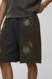 Pantalon corto efecto lavado con pedrería - NEGRO