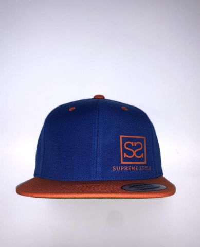 Supreme Style Small Logo Snapback ROYAL BLUE/ORANG