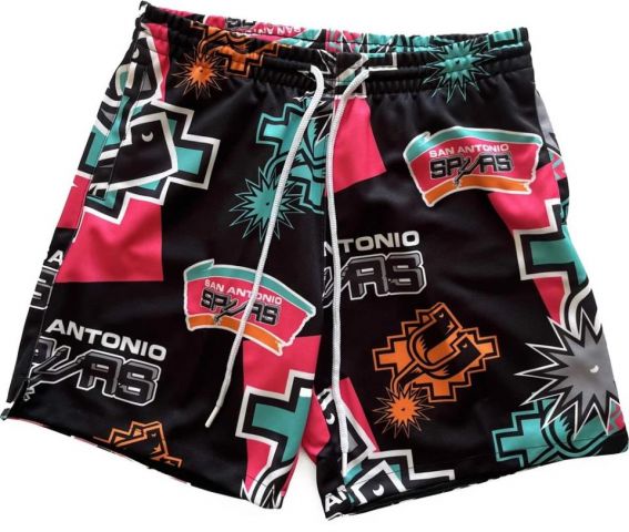 M&N San Antonio Spurs Sublimated Shorts - BLACK