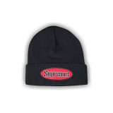 Supreme Red Oval Beanie BLACK