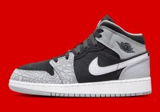 Air Jordan 1 Mid SE (GS) BLACK/UNIVERSITY RED-WHIT