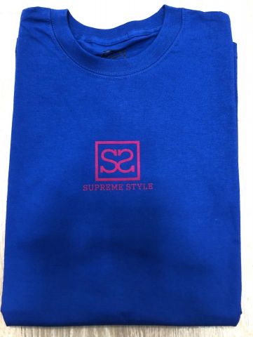 Supreme Style Terciopelo Basic Logo Tee BLUE/PINK